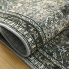 Mirae Washable Vintage Persian Dark Green Rug Area Rugs Lahome