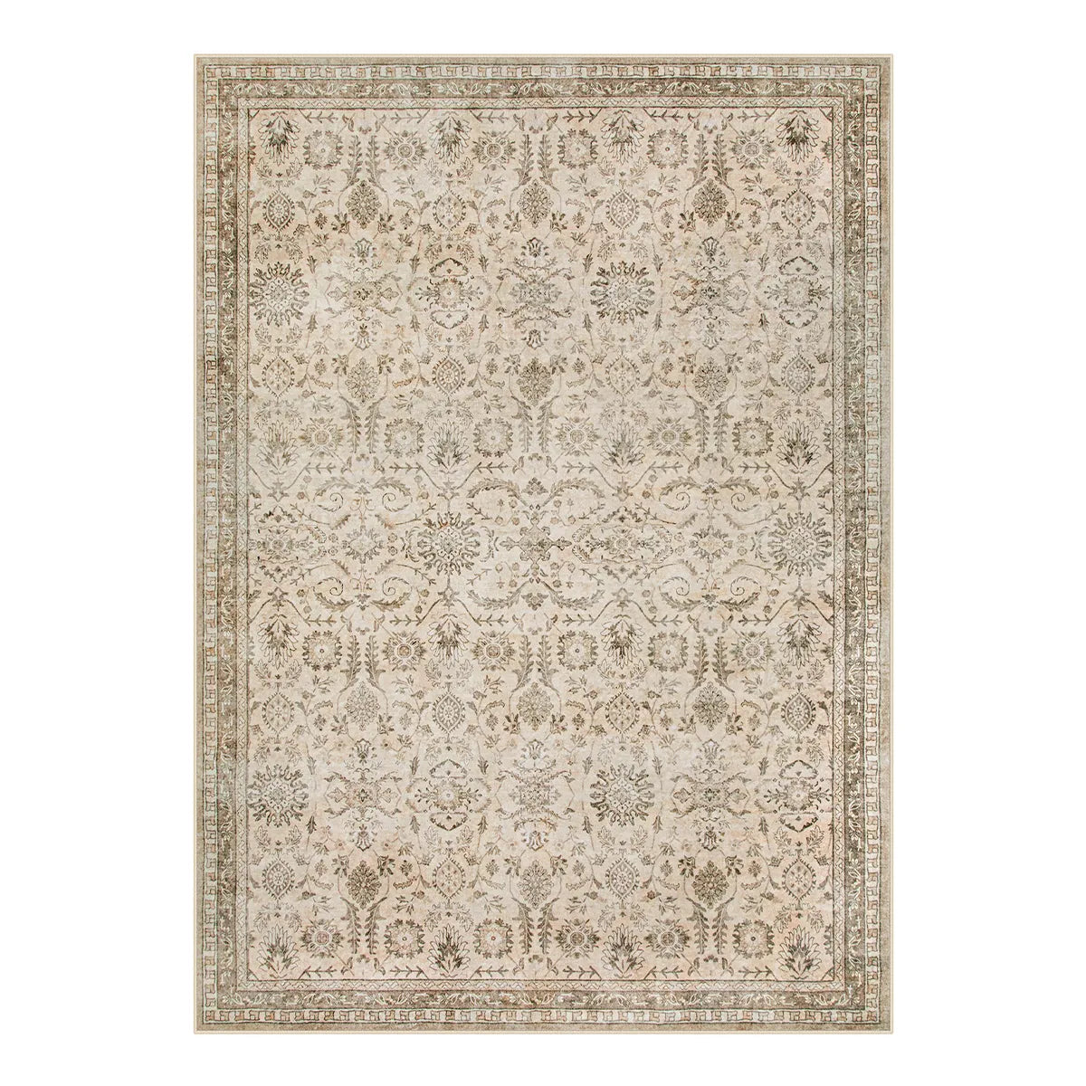 Mirae Washable Vintage Persian Ivory Rug Area Rugs Lahome 8' x 10'