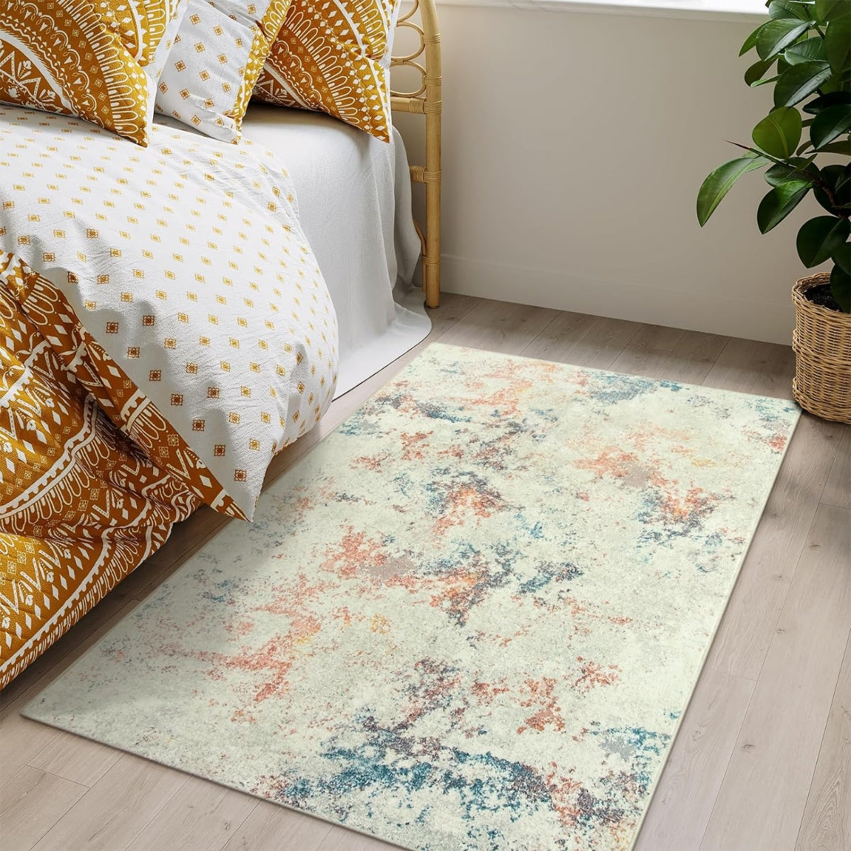 Mireille Contemporary Modern Abstract Orange/Ivory Area Rug