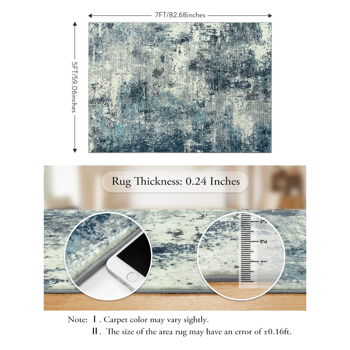 Mireille Contemporary Modern Abstract Blue/Gray Area Rug