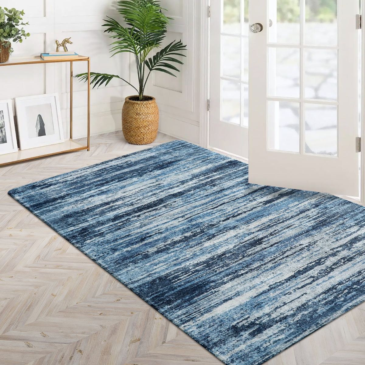 Nadia Modern Ombre Abstract Blue Area Rug