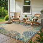 Nerea Washable Coastal Ocean Easy Jute Blue Indoor/Outdoor Rug Area Rugs Lahome 5' x 7'