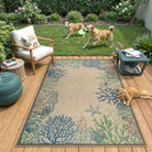 Nerea Washable Coastal Ocean Easy Jute Blue Indoor/Outdoor Rug Area Rugs Lahome 3' x 5'