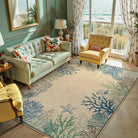 Nerea Washable Coastal Ocean Easy Jute Blue Indoor/Outdoor Rug Area Rugs Lahome
