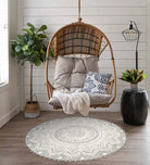 Nova Boho Mandala Stil Waschbarer Grauer Runder Teppich Area Rugs Lahome