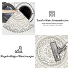 Nova Boho Mandala Stil Waschbarer Grauer Runder Teppich Area Rugs Lahome