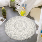 Nova Boho Mandala Stil Waschbarer Grauer Runder Teppich Area Rugs Lahome