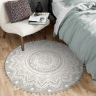 Nova Boho Mandala Stil Waschbarer Grauer Runder Teppich Area Rugs Lahome