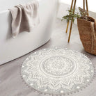 Nova Boho Mandala Stil Waschbarer Grauer Runder Teppich Area Rugs Lahome 90 cm (Rund)