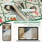 Ondule Christmas Washable Wreath Tree Plaid Ivory Beige Rug Area Rugs Lahome