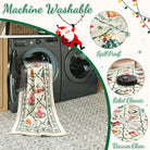 Ondule Christmas Washable Wreath Tree Plaid Ivory Beige Rug Area Rugs Lahome