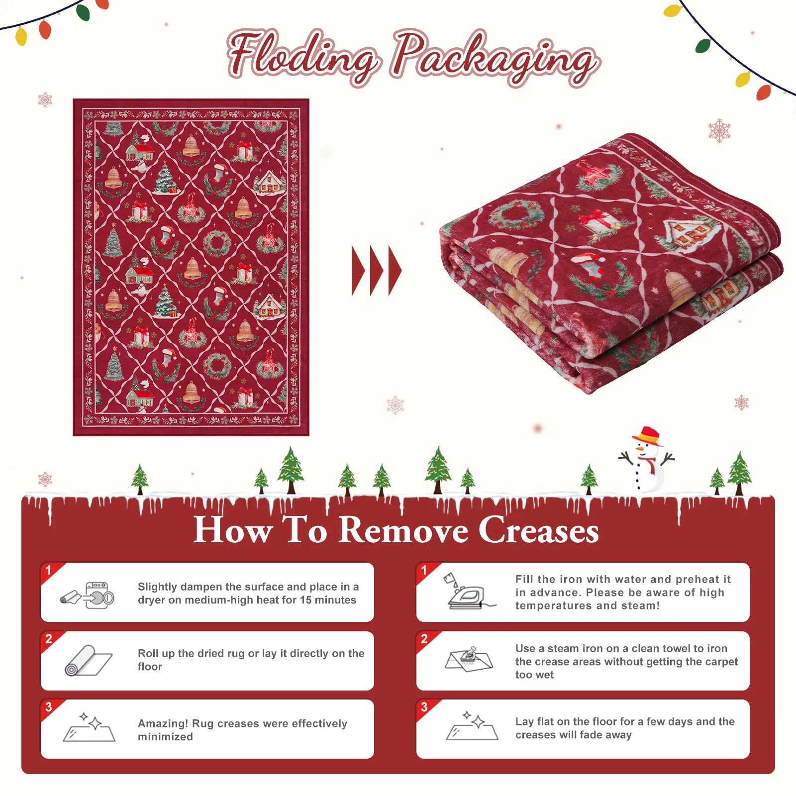 Ondule Christmas Washable Wreath Tree Plaid Ivory Red Rug Area Rugs Lahome