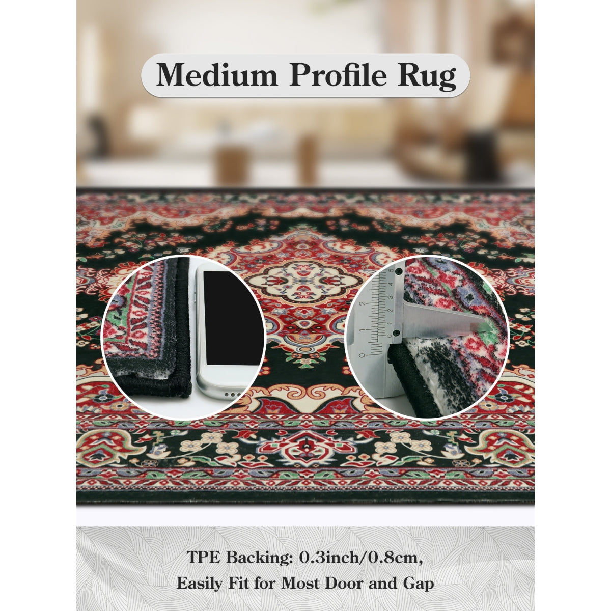 Royal Luxury Traditional Oriental Medallion Black & Red Area Rug