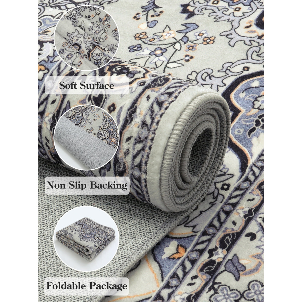 Royal Luxury Traditional Oriental Medallion Purple & Grey Area Rug