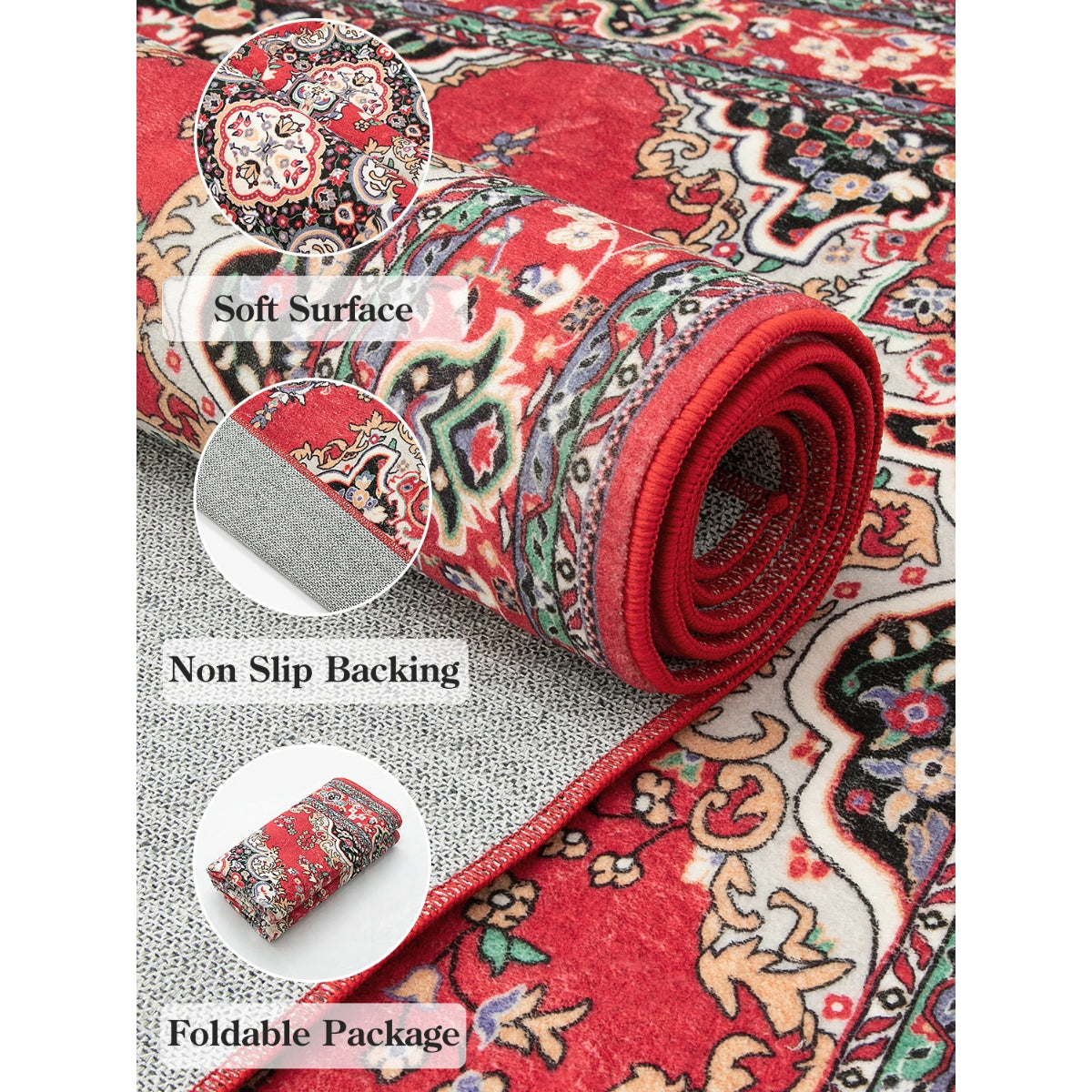 Royal Luxury Traditional Oriental Medallion Red Area Rug