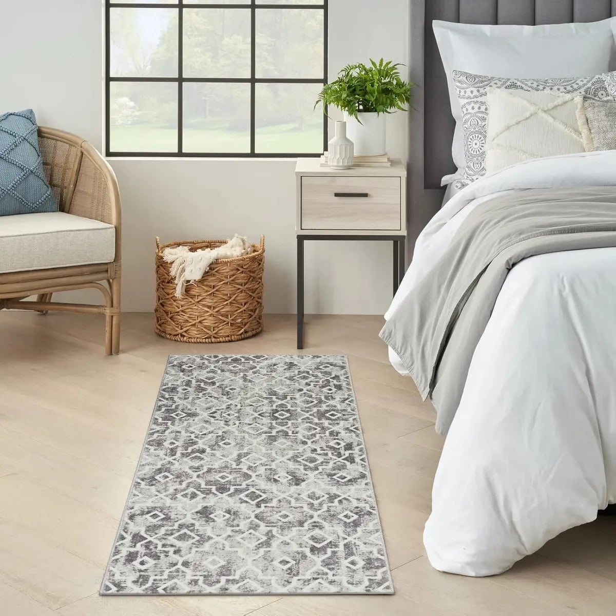 Sierra Moderner Stil Marokkanisches Muster Waschbarer Teppich in Grau Area Rugs Lahome