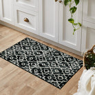 Sierra Moderner Stil Marokkanisches Muster Waschbarer Teppich in Schwarz Area Rugs Lahome