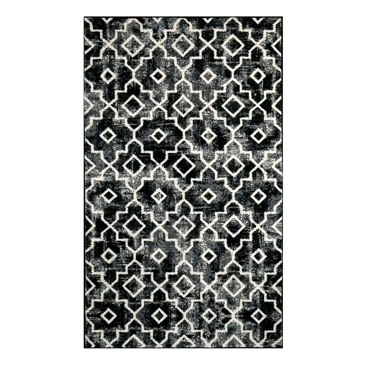 Sierra Moderner Stil Marokkanisches Muster Waschbarer Teppich in Schwarz Area Rugs Lahome