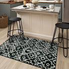 Sierra Moderner Stil Marokkanisches Muster Waschbarer Teppich in Schwarz Area Rugs Lahome 90 x 150 cm (Rechteckig)