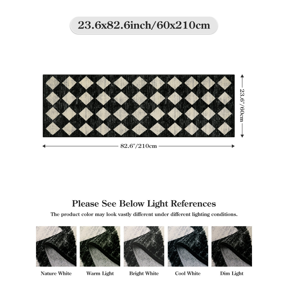 Soft Contemporary Geometric Diamond Checkered Tile Area Rug