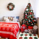 Zelie Washable Diamond Checkered Red & Green Rug Area Rugs Lahome