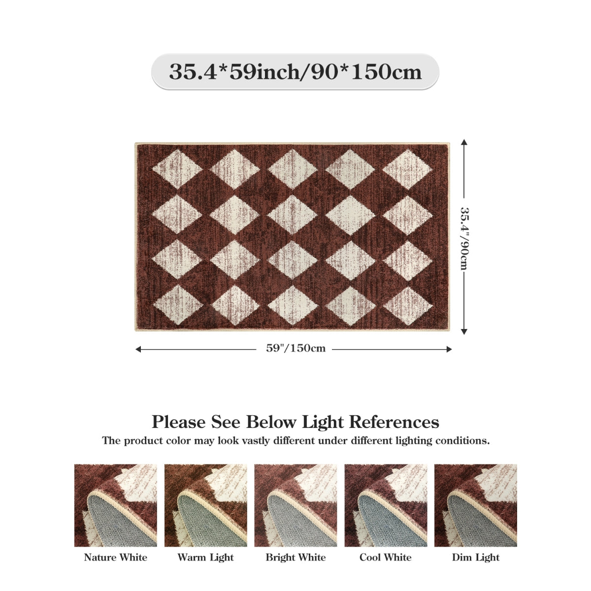 Small Soft Modern Geometric Diamond Checkered Tile Area Rug