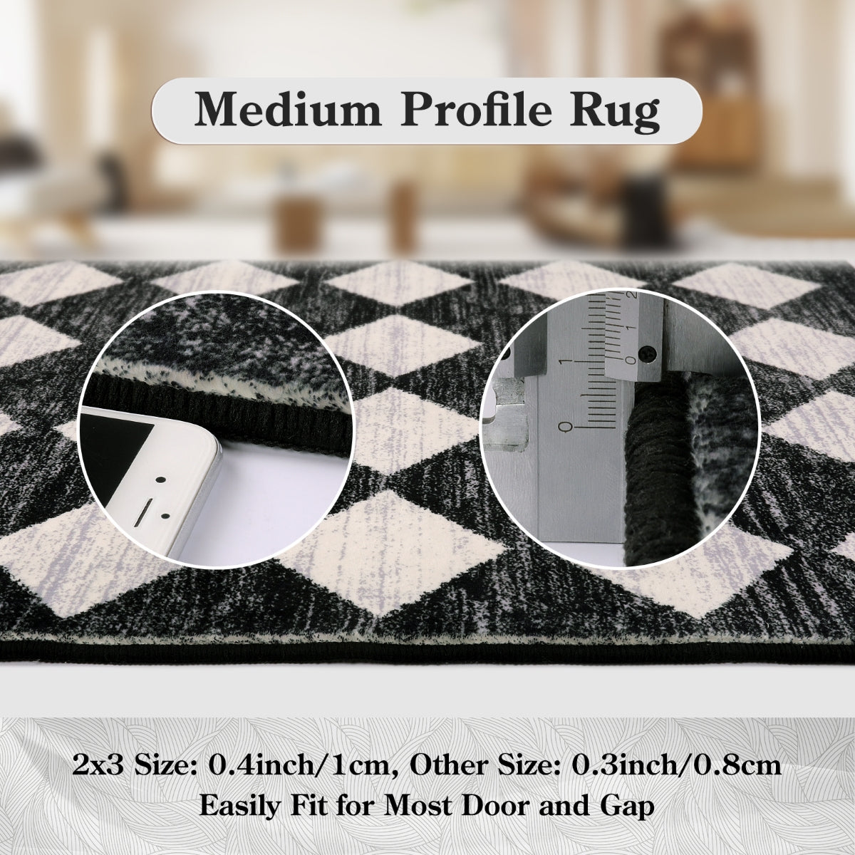 Soft Contemporary Geometric Diamond Checkered Tile Area Rug
