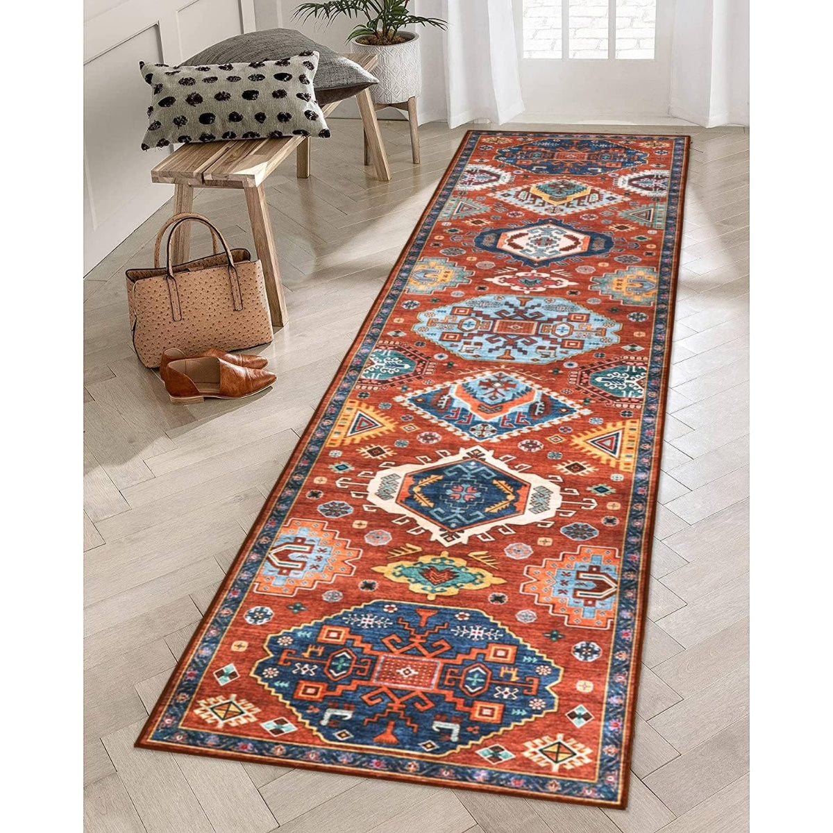 Runner Rug 70 x 200 cm Blue and Orange RITAPURAM 