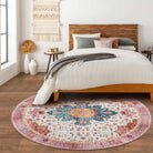 Ultra-Thin Washable Persian Vintage Floral Pink & Teal Area Rug