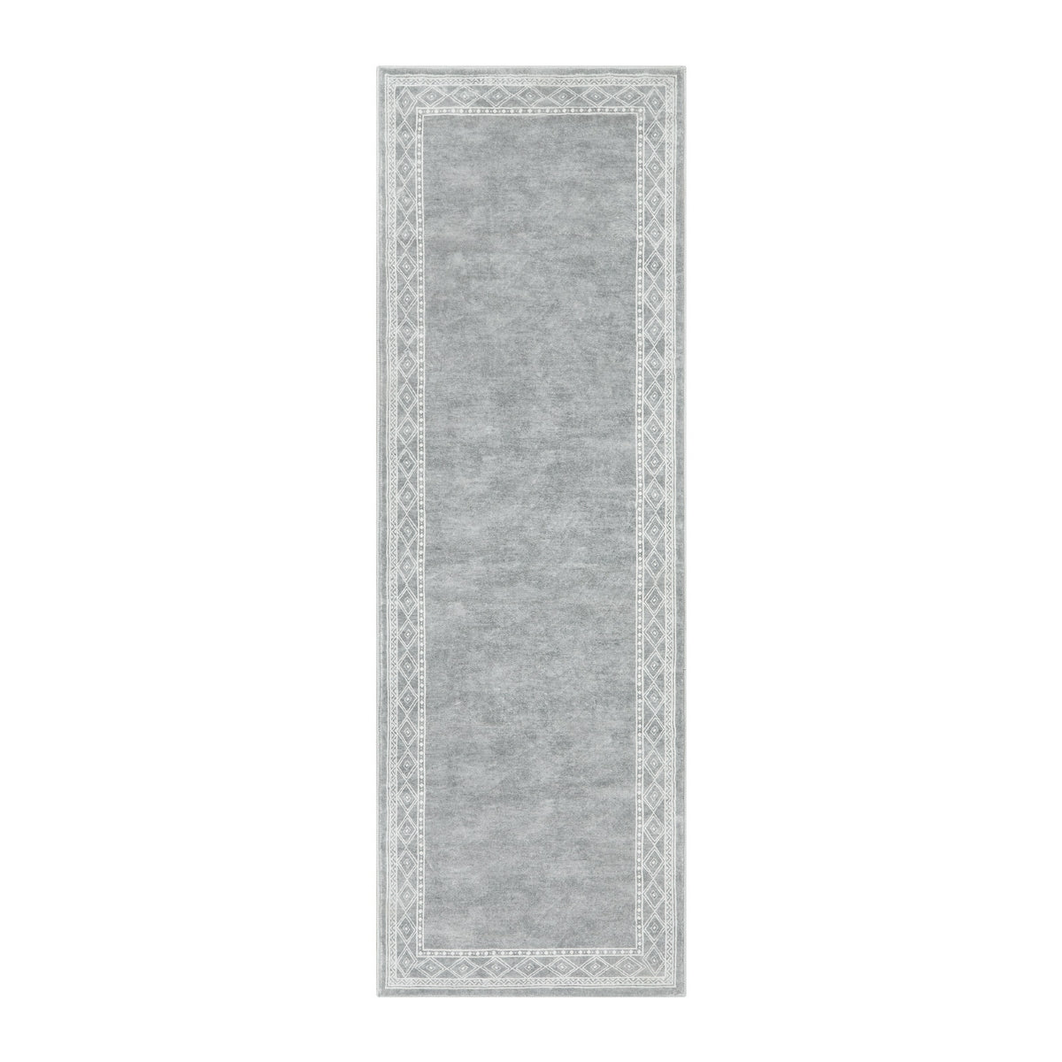 Valerie Diamond Framed Modern Bordered Light Grey Area Rug