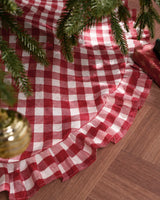 Vichy Christmas Washable Red Gingham Tree Skirt