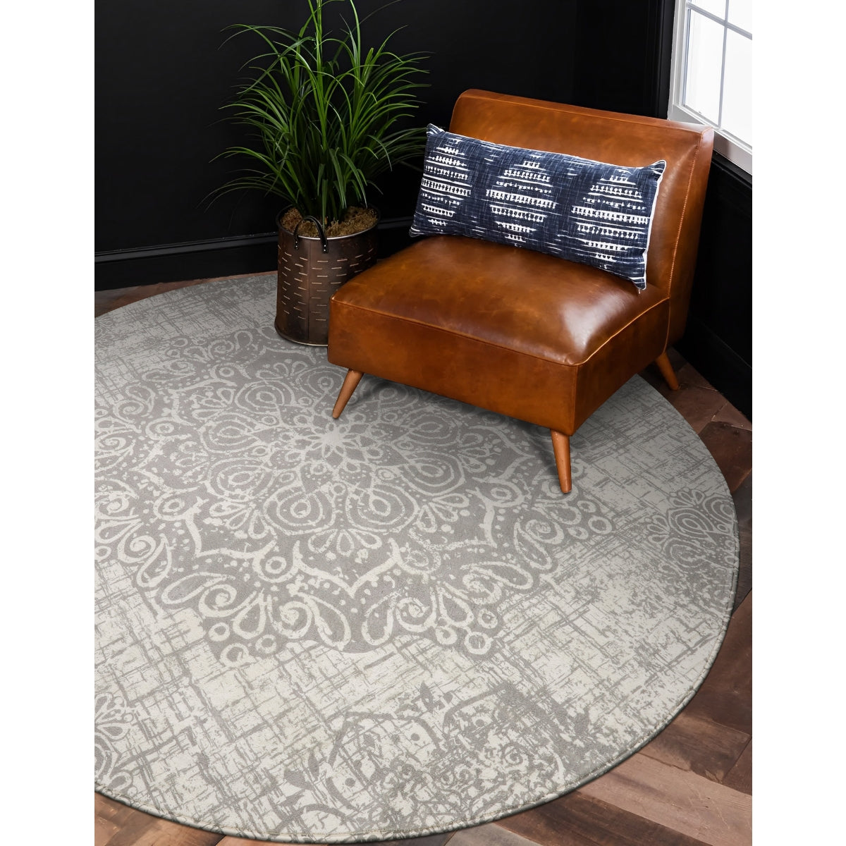 Lahome Boho Indoor Rugs for Entryway - 2x3 Non-Slip Small Area Rug Washable  Kitchen Rugs Lightweight Throw Bedroom Rugs Bathroom Mat, Grey Medallion