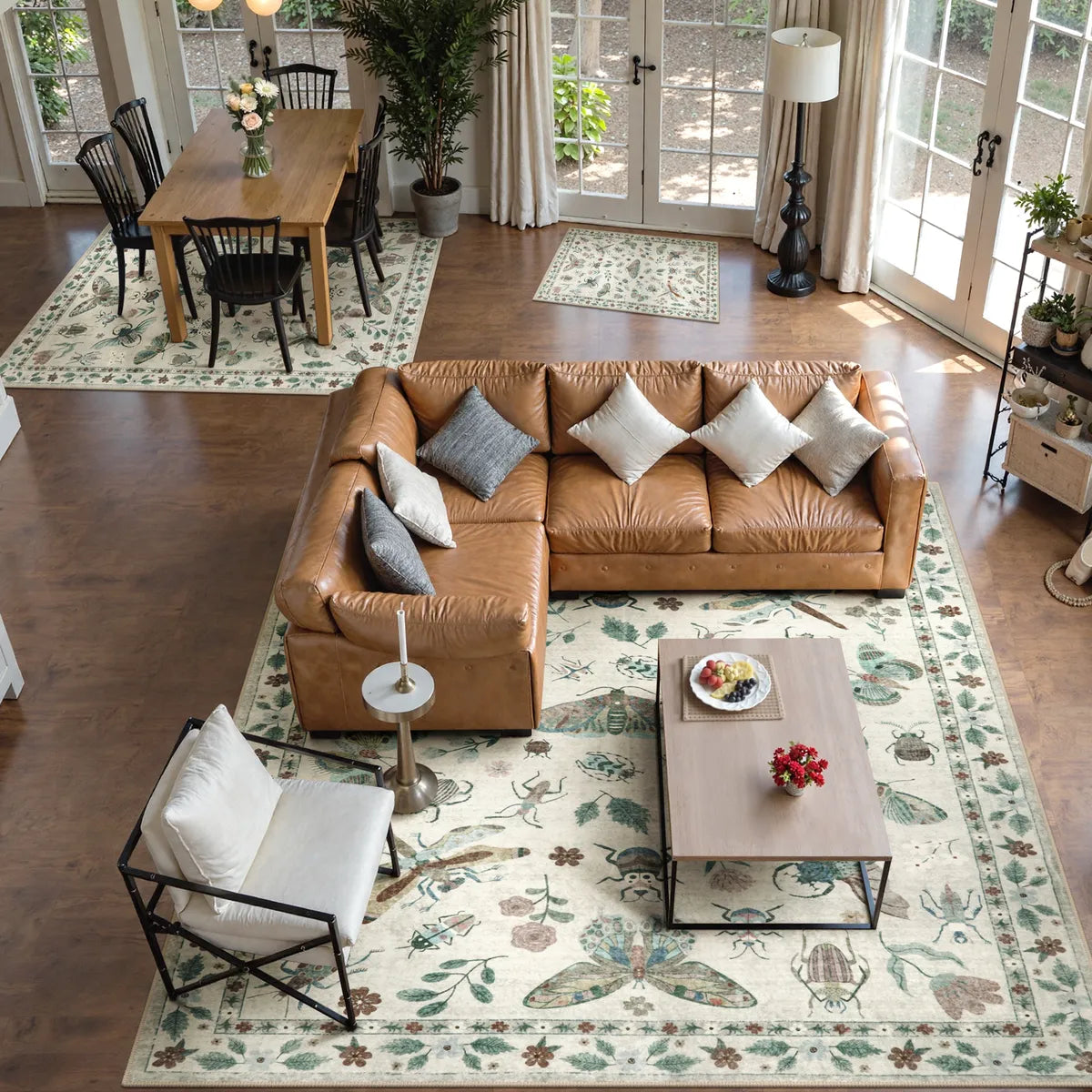 Vionnet Washable Modern Insect 3 Piece Beige Rug Set Rug Set Lahome