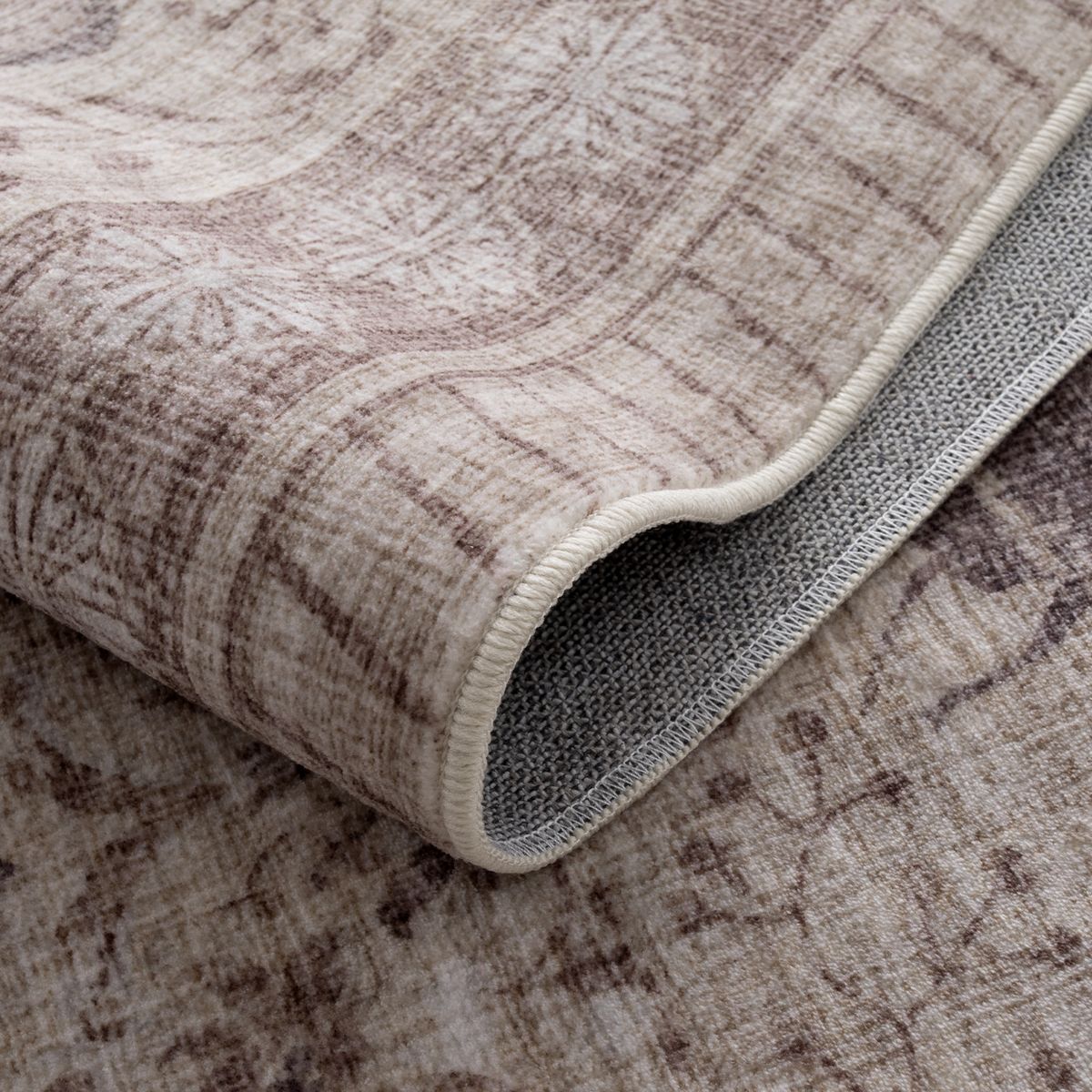 Zoe Washable Neutral Textured Vintage Insect Rose Gold Rug Area Rugs Lahome