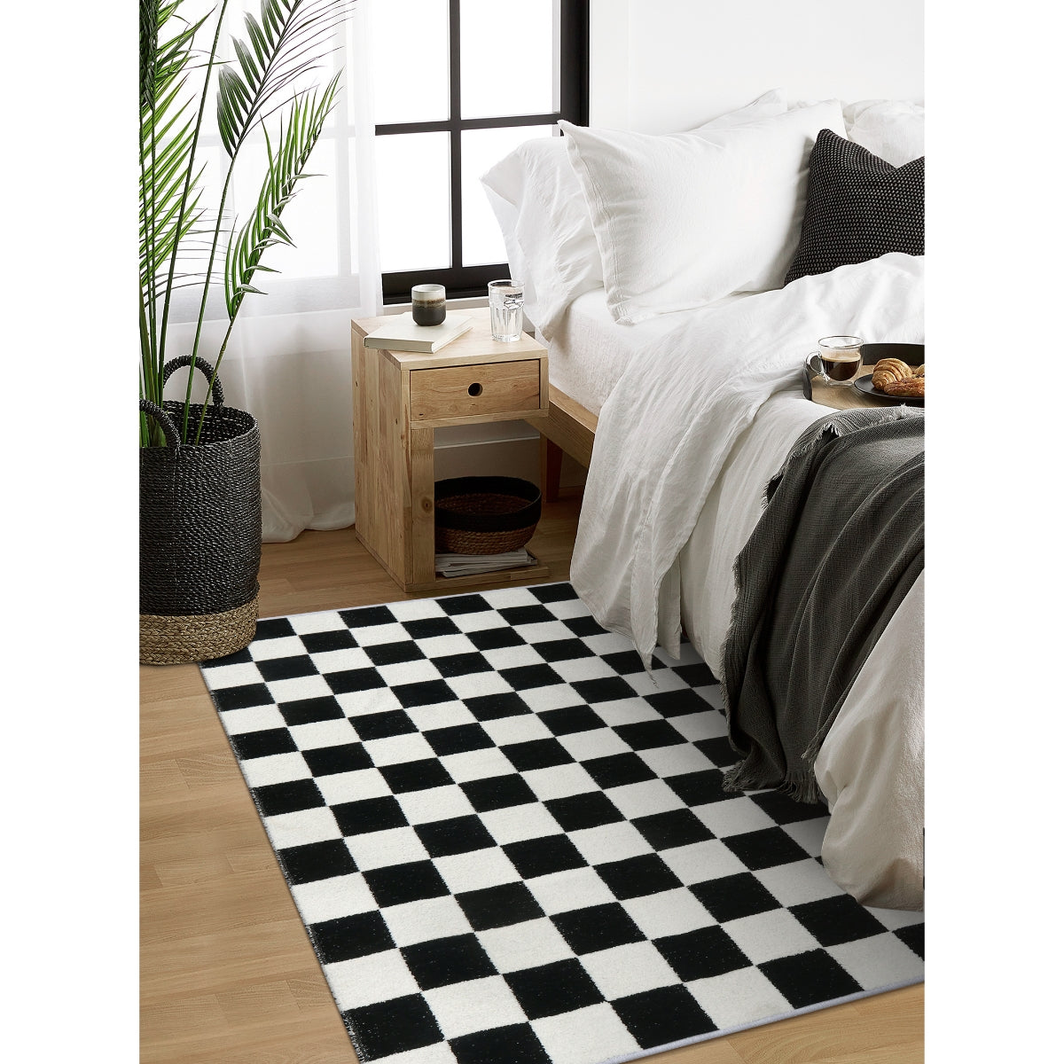checkered runner rug