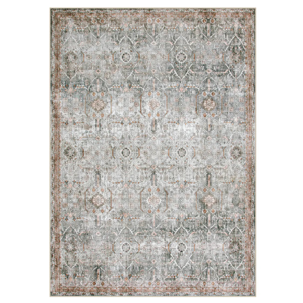 Velora Washable Vintage Grey Rug Area Rugs Lahome