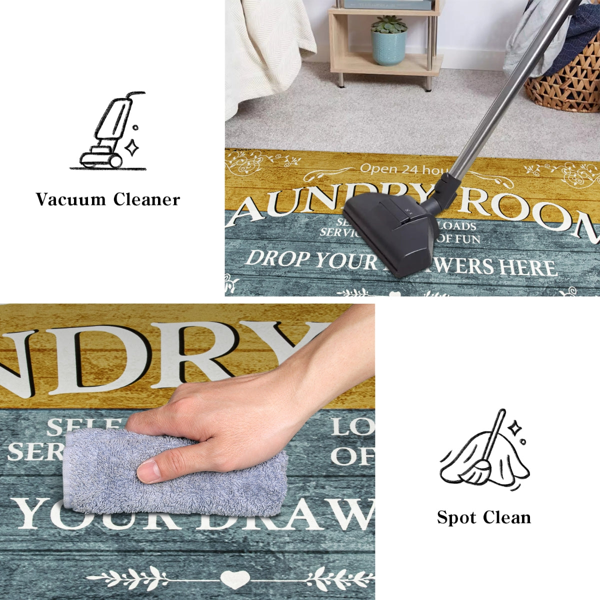 Farmhouse Yellow/Grey Laundry Room Rug and Mat