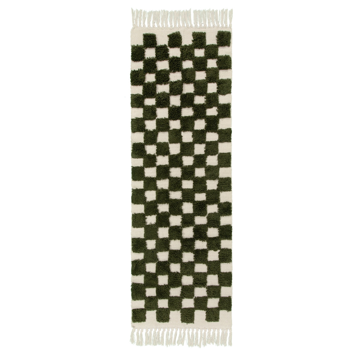 green checkered rug