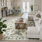 Vionnet Insect Beige + Flore Green 2 Piece Washable Rug Set Rug Set Lahome 5' x 7' + 8' x 10'