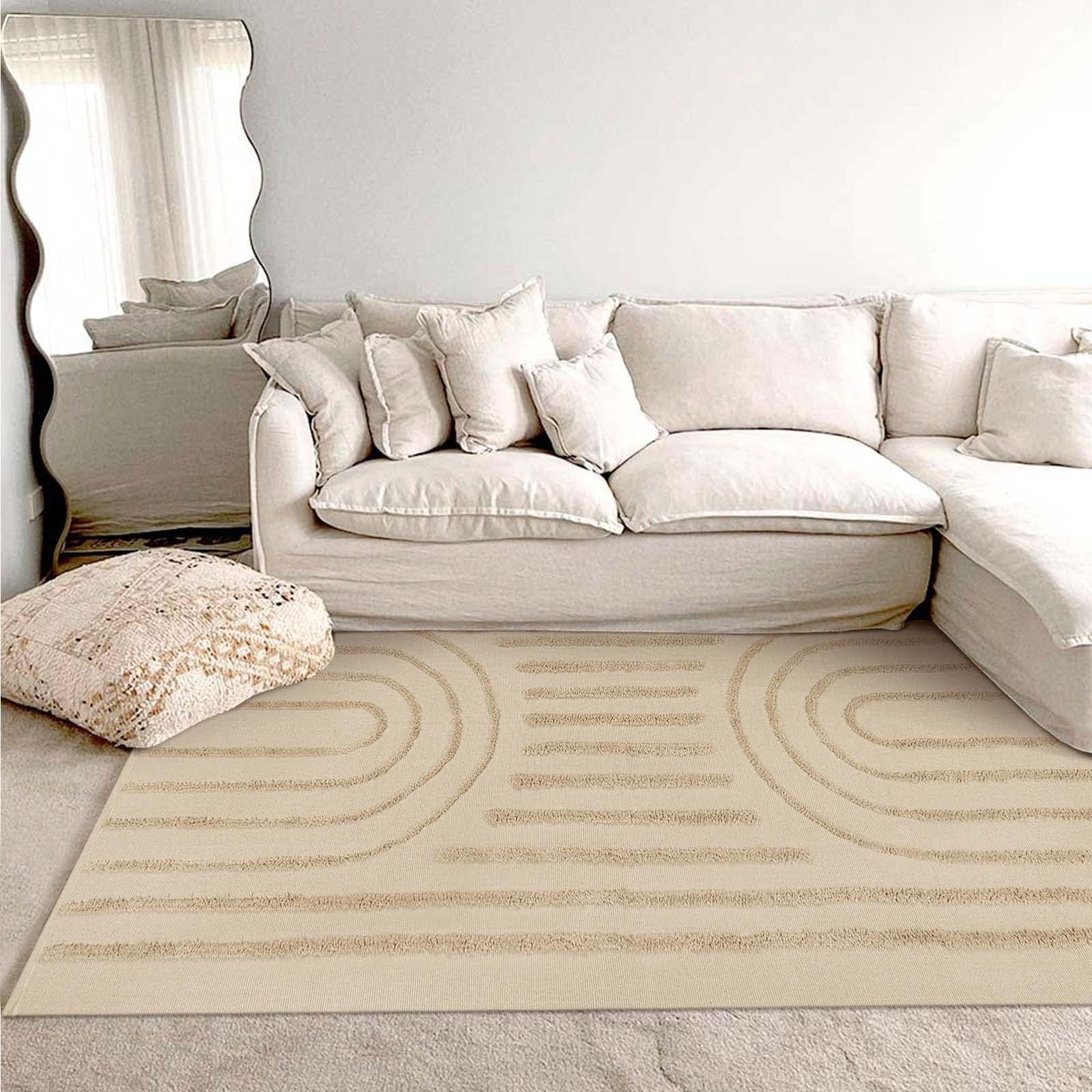 SUNDEREY Modern Rainbow Area Rug,Washable Bedroom Rugs,Boho Terracotta Woven Floor Carpet With Tassel, Modern Farmhouse Tufted Rug For Living Dining Room Kitchen Entryway Bathroom Walmart Walmart 5' x 8' Khaki