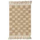 tan checkered rug