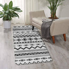 Boho Geometric Washable Area Rug Area Rugs Lahome Black & Off-white 2' x 4' 