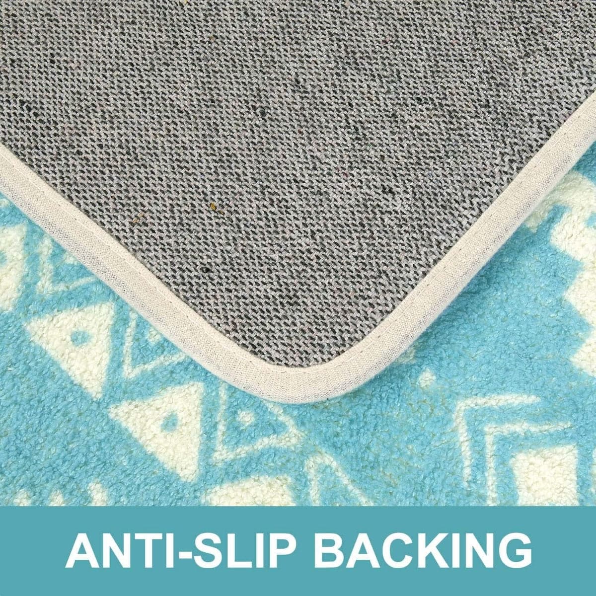 Gray/White Washable Geometric Indoor Doormats with Non Slip Backing