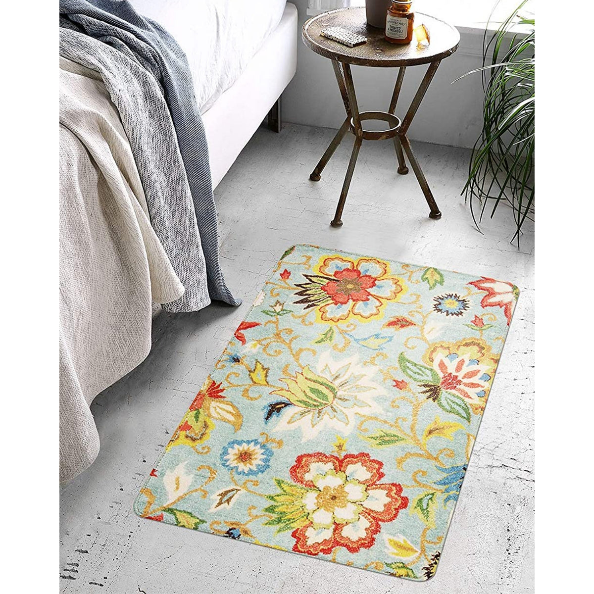 Lahome Washable Pink Rugs for Bedroom Girls, Bohemian Kitchen Rugs Non  Slip, Floral Soft Rubber Backing Low-Pile Indoor Printed Accent Carpet for