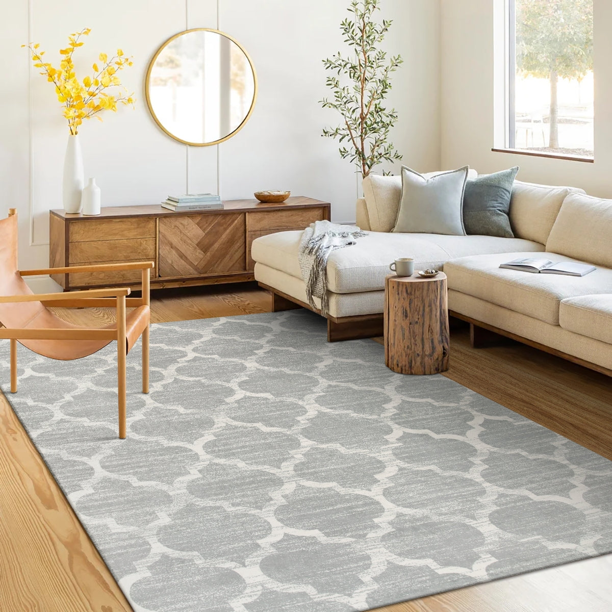 Washable Lattice Frieze Modern Classic Moroccan Trellis Rug Lahome