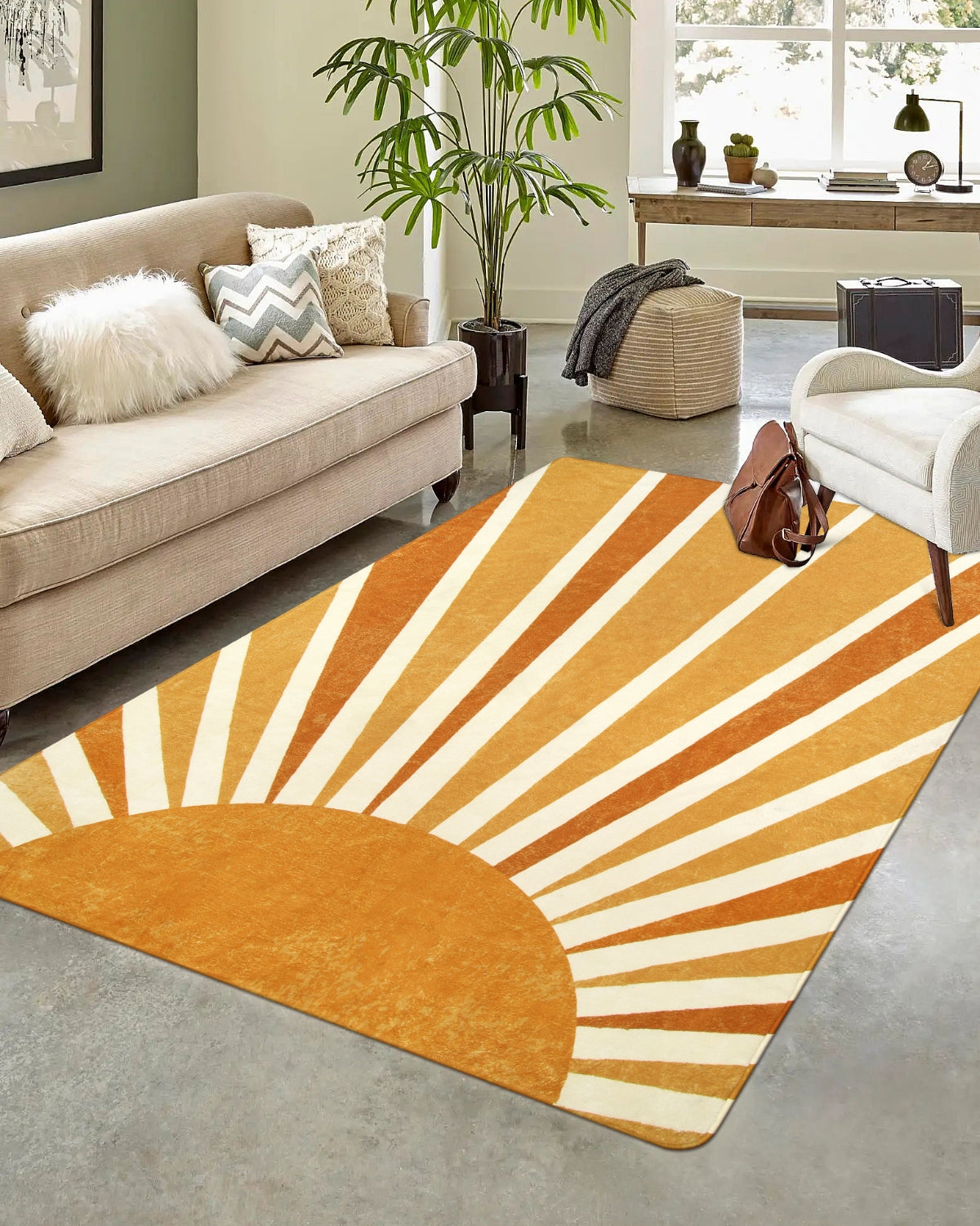 Lahome Sun Print Machine Washable Area Rugs-4x6 Rug for Bedroom, Large  Non-Slip Throw Rugs for Living Room, Boho Kids Nursery Rug Carpet for  Entryway